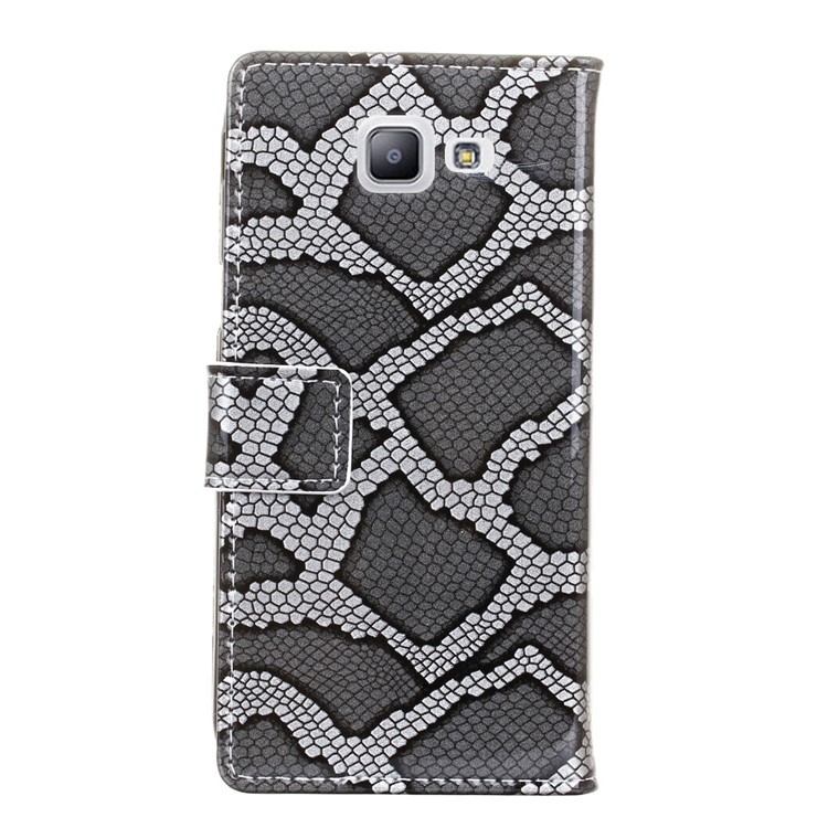 Snake Skin Leather Wallet Mobile Phone Case for Samsung Galaxy J3 Prime - Grey-3