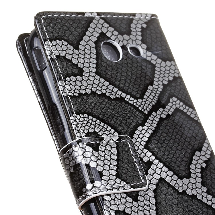 Snake Skin Leather Wallet Mobile Phone Case for Samsung Galaxy J3 Prime - Grey-4