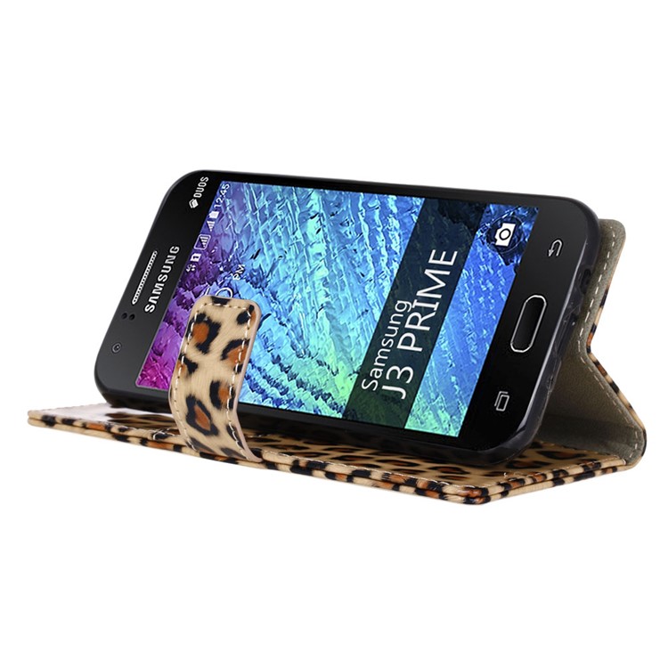 Leopard Skin Leather Wallet Mobile Phone Case for Samsung Galaxy J3 Prime-7