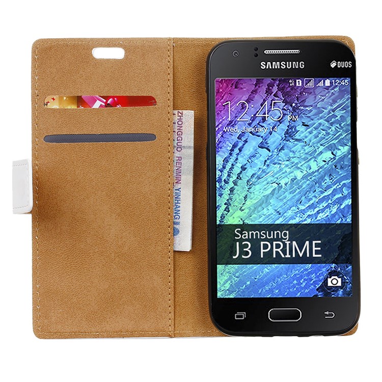Pattern Printing Leather Wallet Case for Samsung Galaxy J3 Prime - French Flag and Cat in Hat-7