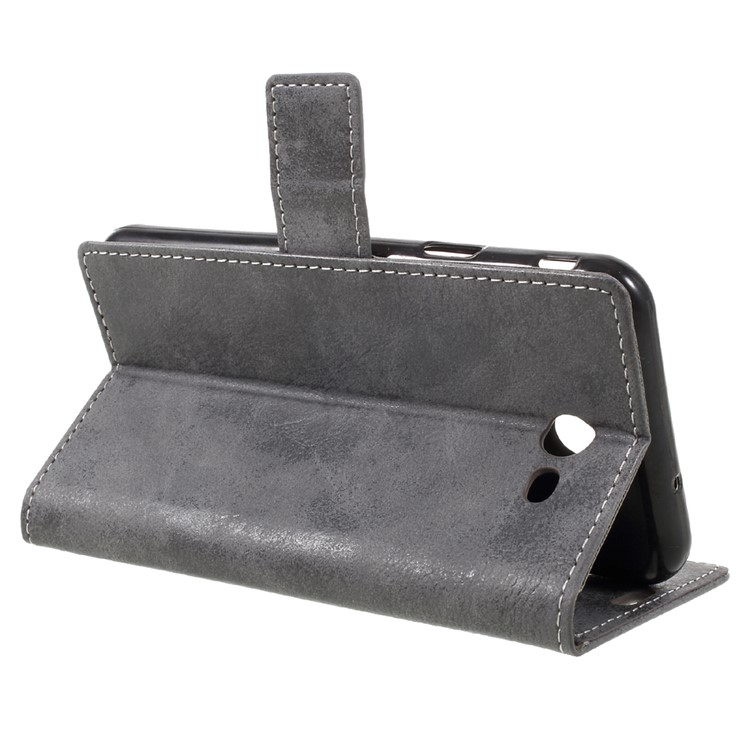 Vintage Wallet Leather Cell Phone Case for Samsung Galaxy J7 (2017) - Grey-5