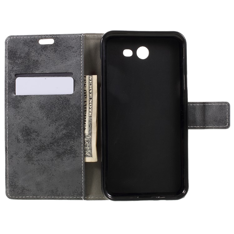 Vintage Wallet Leather Cell Phone Case for Samsung Galaxy J7 (2017) - Grey-6