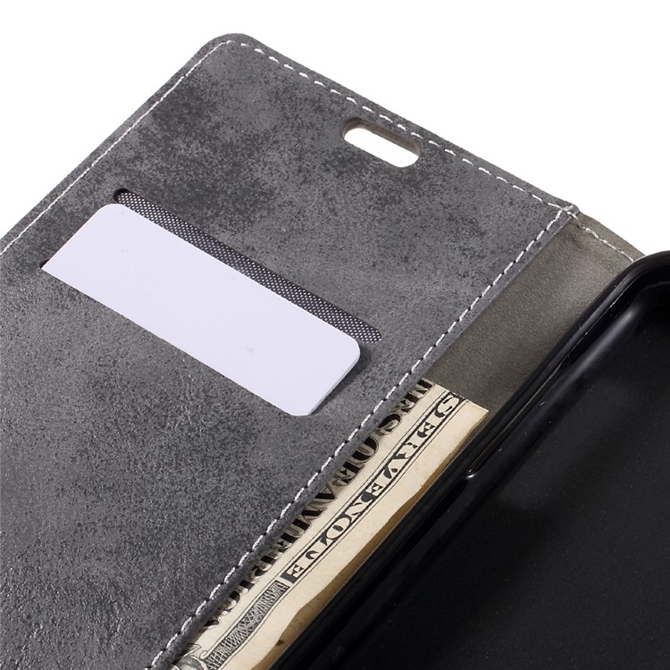 Vintage Wallet Leather Cell Phone Case for Samsung Galaxy J7 (2017) - Grey-9