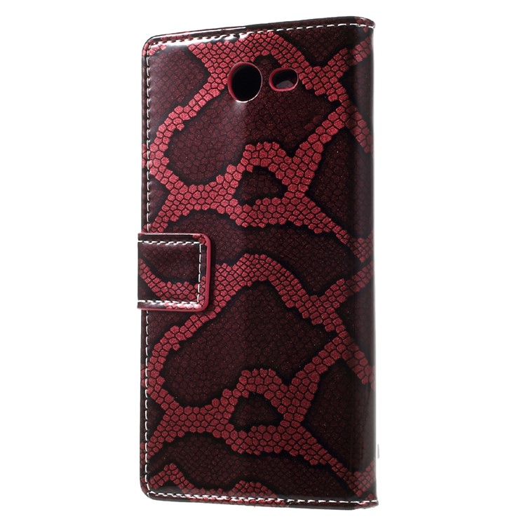 Snake Texture Leather Wallet Phone Case for Samsung Galaxy J7 (2017) - Wine Red-2
