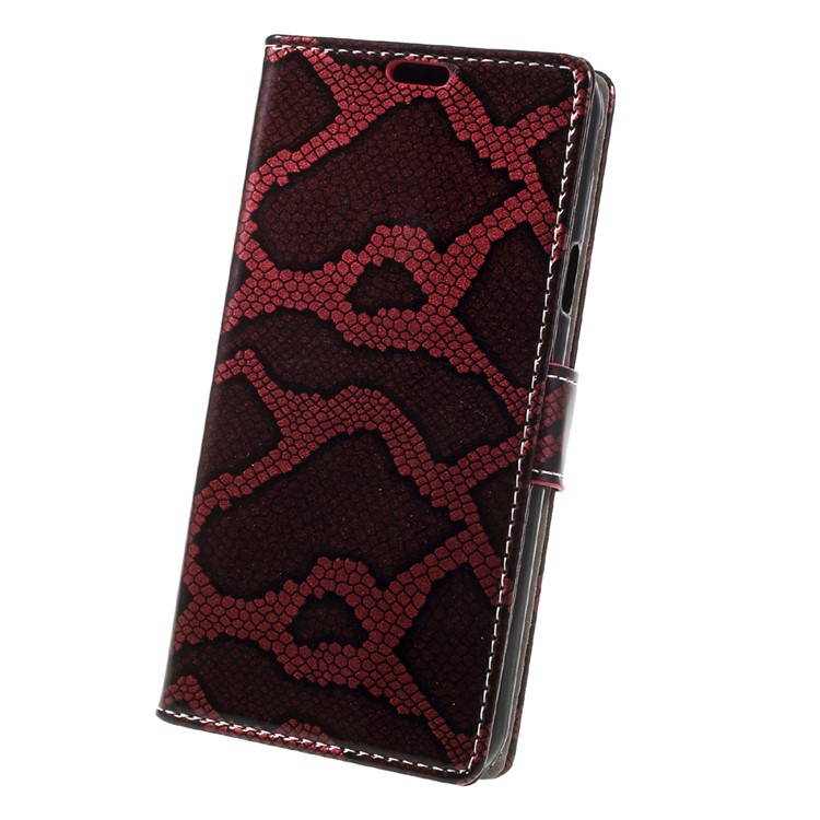 Snake Texture Leather Wallet Phone Case for Samsung Galaxy J7 (2017) - Wine Red-3