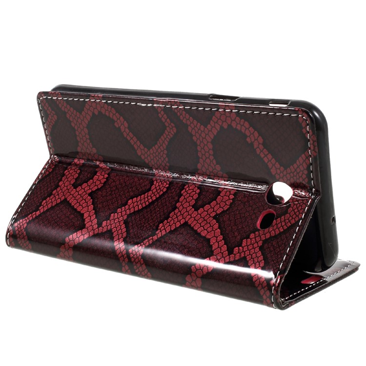 Snake Texture Leather Wallet Phone Case for Samsung Galaxy J7 (2017) - Wine Red-5