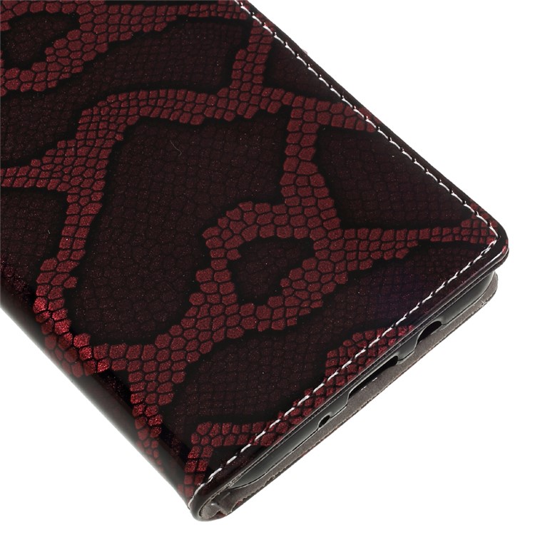 Snake Texture Leather Wallet Phone Case for Samsung Galaxy J7 (2017) - Wine Red-7