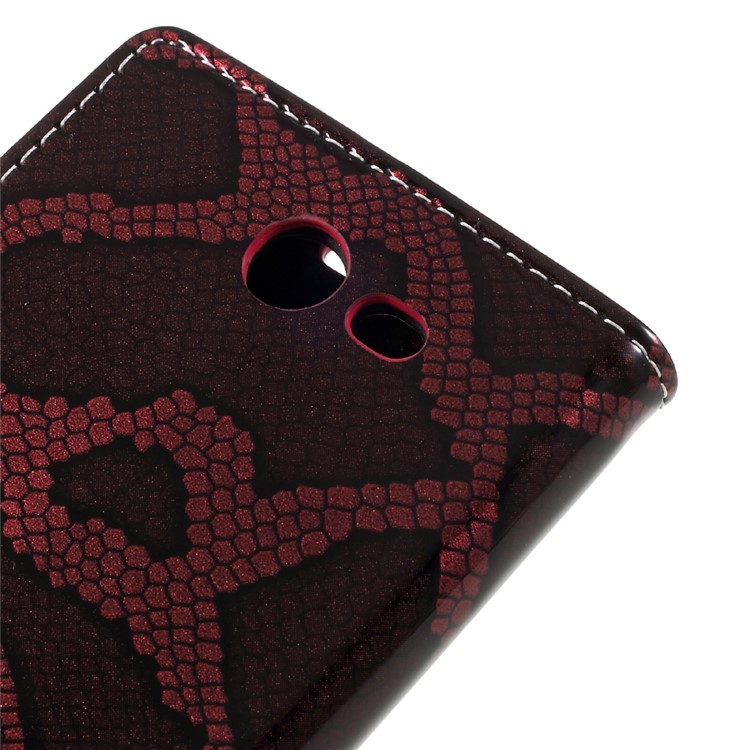 Snake Texture Leather Wallet Phone Case for Samsung Galaxy J7 (2017) - Wine Red-8