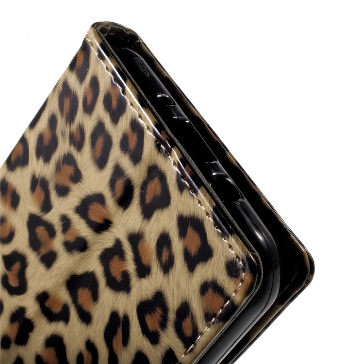 For Samsung Galaxy J7 (2017) Glossy Leopard PU Leather Wallet Case with Stand-8