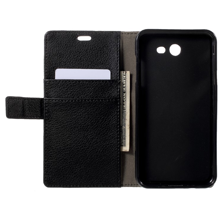 Lychee Texture Leather Wallet Stand Case for Samsung Galaxy J7 (2017) - Black-5