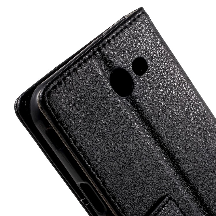 Lychee Texture Leather Wallet Stand Case for Samsung Galaxy J7 (2017) - Black-7