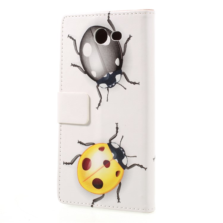 Patterned Leather Stand Case Protector for Samsung Galaxy J7 (2017) - Colorized Ladybugs-2