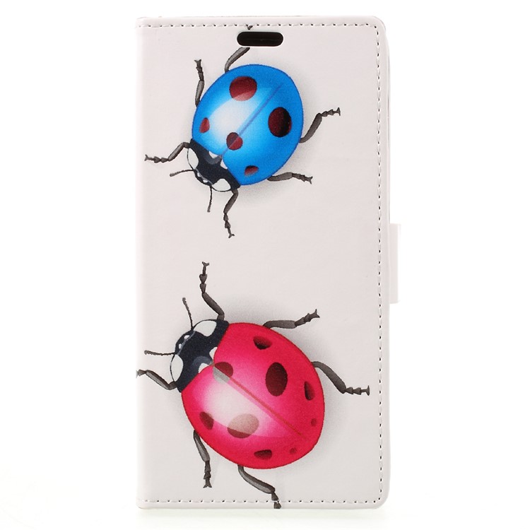 Patterned Leather Stand Case Protector for Samsung Galaxy J7 (2017) - Colorized Ladybugs-3