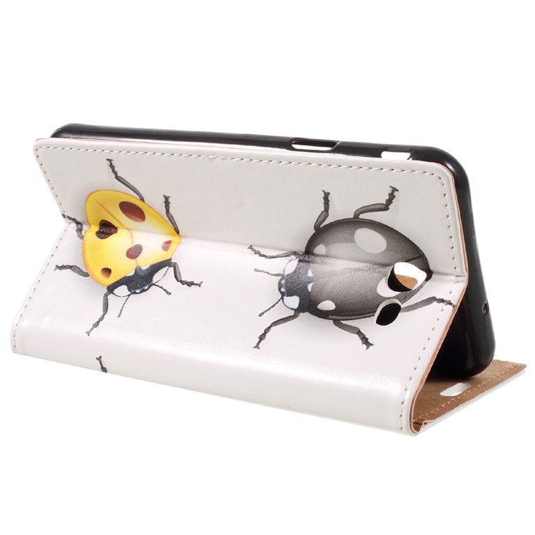 Patterned Leather Stand Case Protector for Samsung Galaxy J7 (2017) - Colorized Ladybugs-5