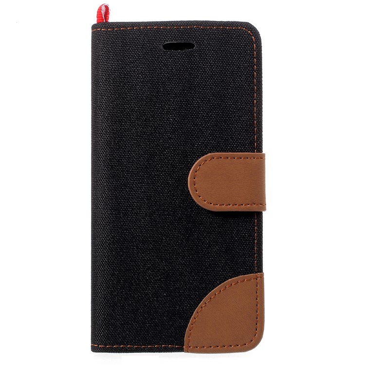England Style Jean Cloth Leather Card Holder Cell Phone Case for Samsung Galaxy J5 (2017) - Black-2