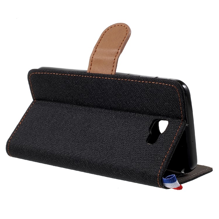 England Style Jean Cloth Leather Card Holder Cell Phone Case for Samsung Galaxy J5 (2017) - Black-4