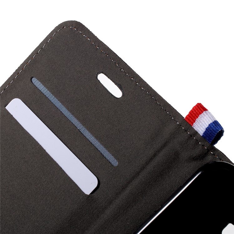 England Style Jean Cloth Leather Card Holder Cell Phone Case for Samsung Galaxy J5 (2017) - Black-6