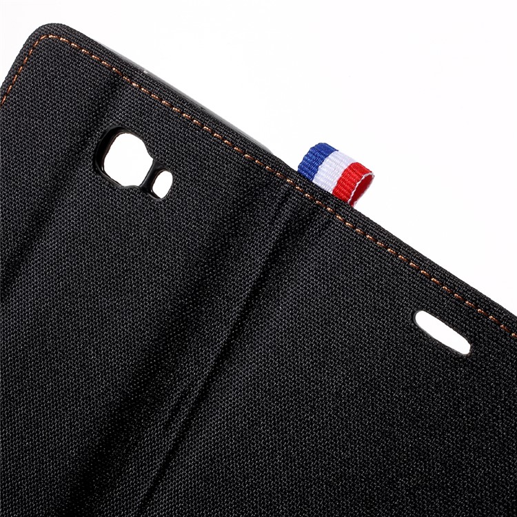 England Style Jean Cloth Leather Card Holder Cell Phone Case for Samsung Galaxy J5 (2017) - Black-7