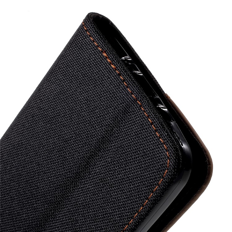 England Style Jean Cloth Leather Card Holder Cell Phone Case for Samsung Galaxy J5 (2017) - Black-9