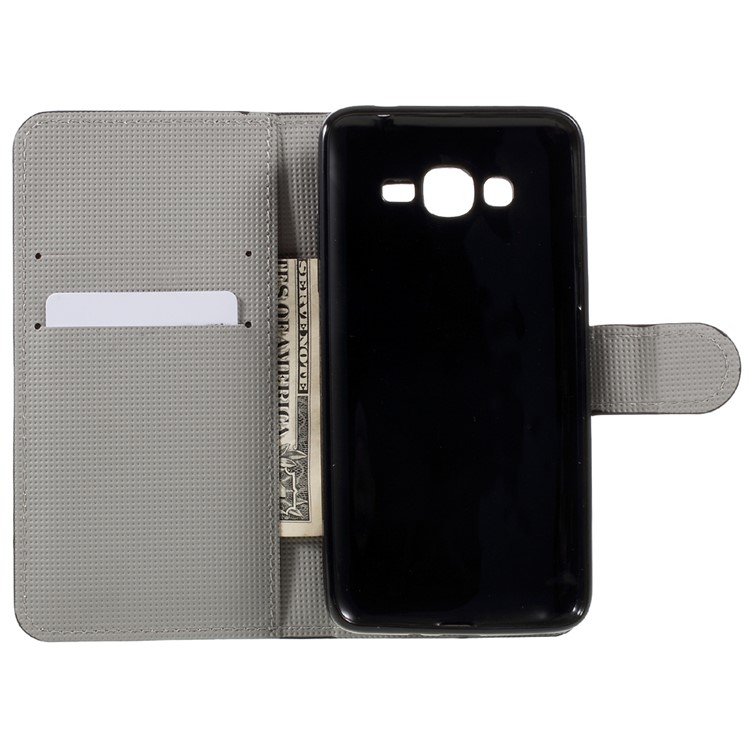 Patterned Leather Wallet Stand Cover for Samsung Galaxy J2 Prime / Grand Prime Plus - Blue Butterfly-6