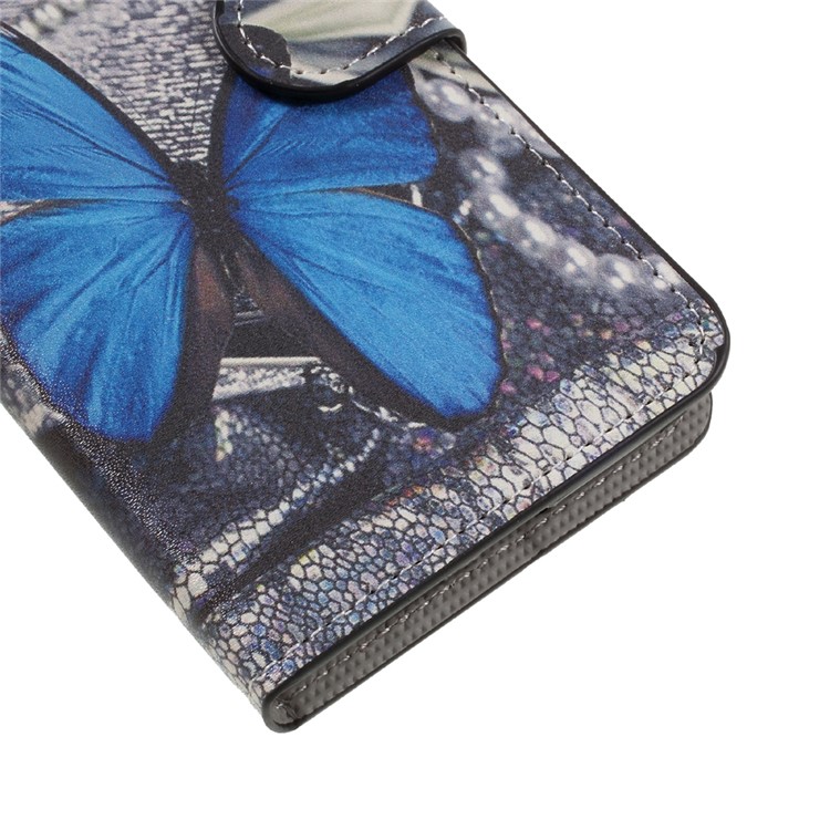 Patterned Leather Wallet Stand Cover for Samsung Galaxy J2 Prime / Grand Prime Plus - Blue Butterfly-7