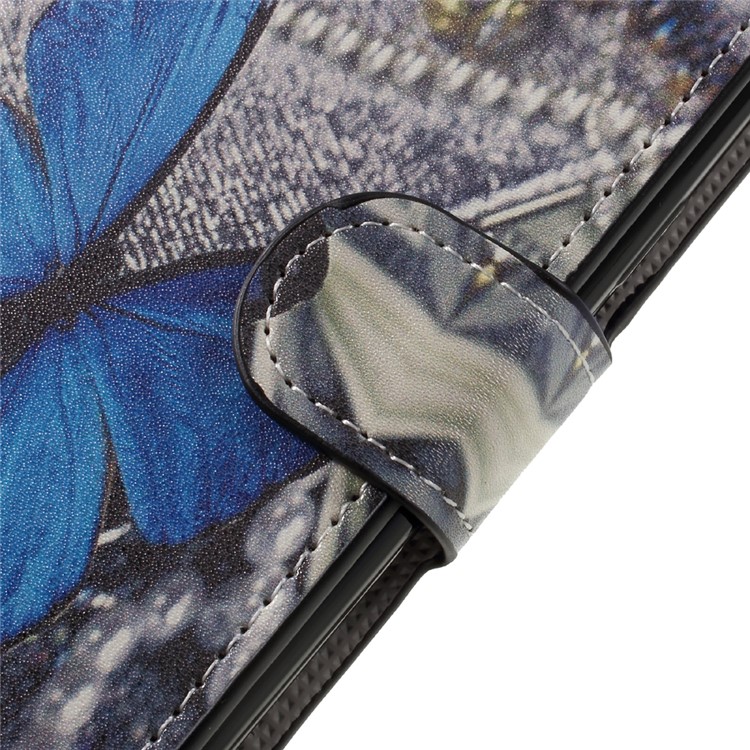 Patterned Leather Wallet Stand Cover for Samsung Galaxy J2 Prime / Grand Prime Plus - Blue Butterfly-9