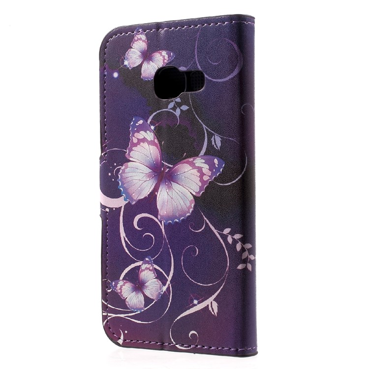 Patterned Leather Wallet Stand Cover for Samsung Galaxy A3 (2017) - Purple Butterfly-3