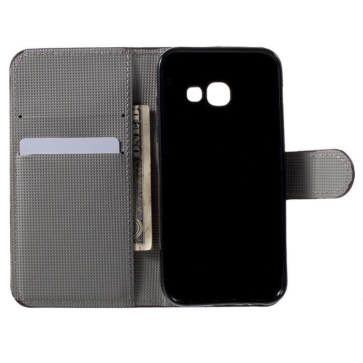 Patterned Leather Wallet Stand Cover for Samsung Galaxy A3 (2017) - Purple Butterfly-5