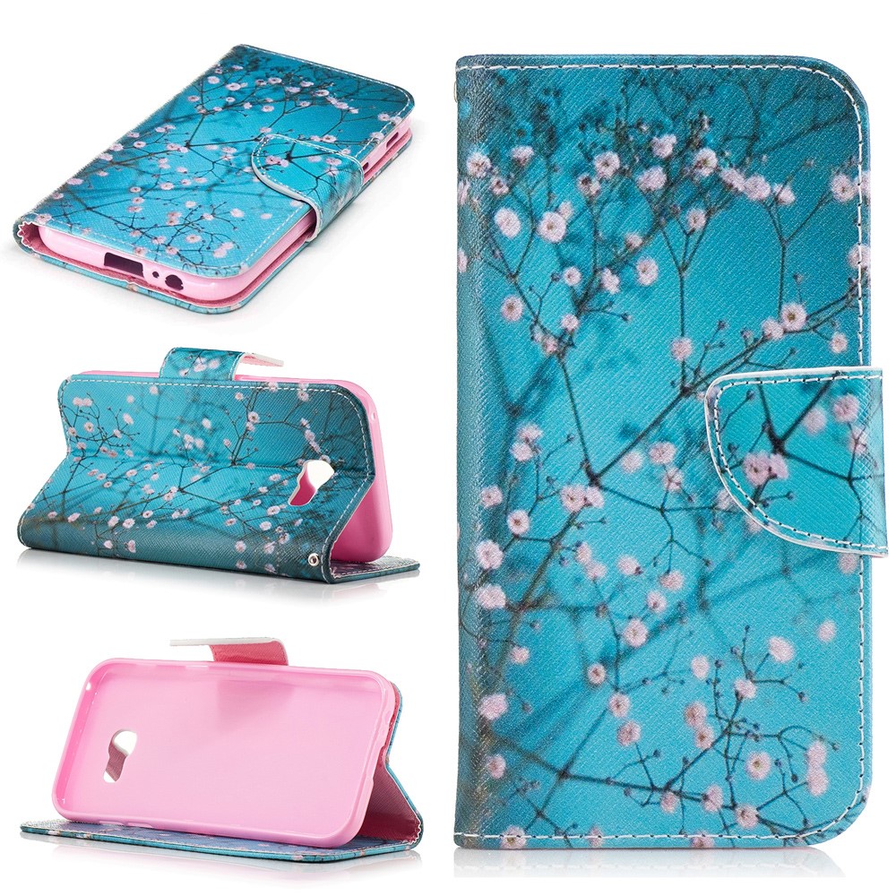 Padrão de impressão de couro Carteira Stand caso para Samsung Galaxy A5 (2017) - flores de florescência-1