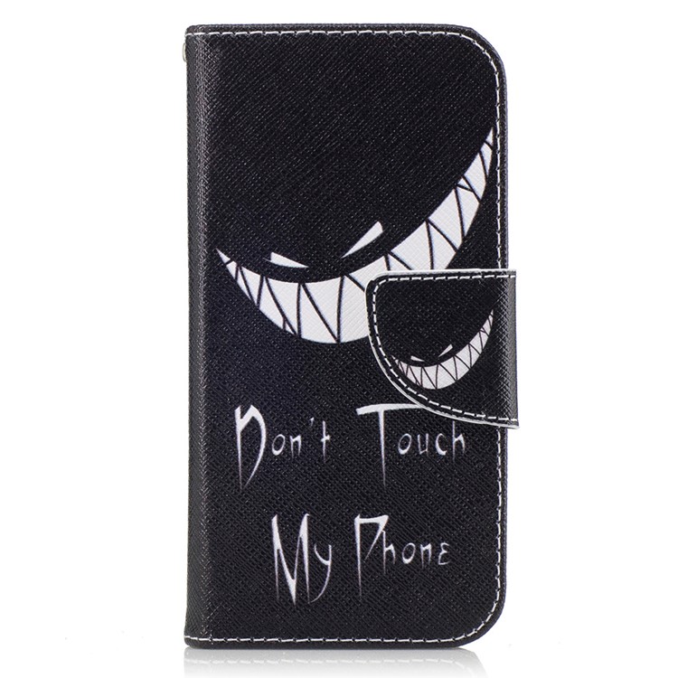 Patterned Leather Wallet Mobile Phone Case for Samsung Galaxy A3 (2017) - Do not Touch My Phone-2