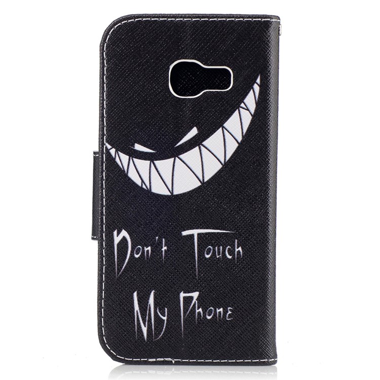 Patterned Leather Wallet Mobile Phone Case for Samsung Galaxy A3 (2017) - Do not Touch My Phone-3