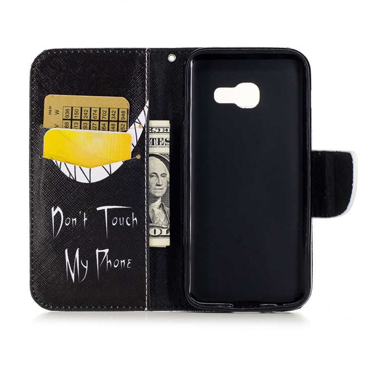 Patterned Leather Wallet Mobile Phone Case for Samsung Galaxy A3 (2017) - Do not Touch My Phone-8
