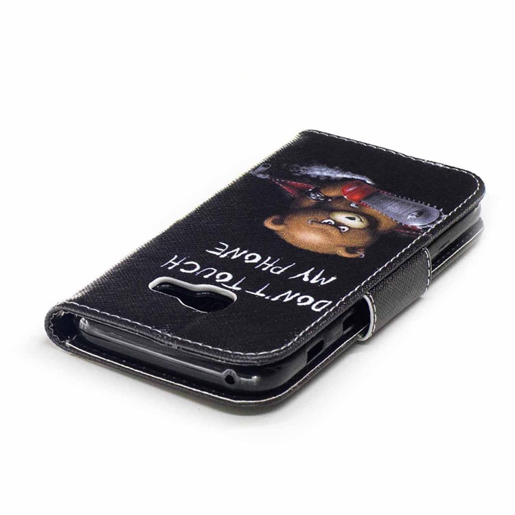 Patterned Leather Wallet Flip Cover for Samsung Galaxy A3 (2017) - Angry Bear and Warning Words-7
