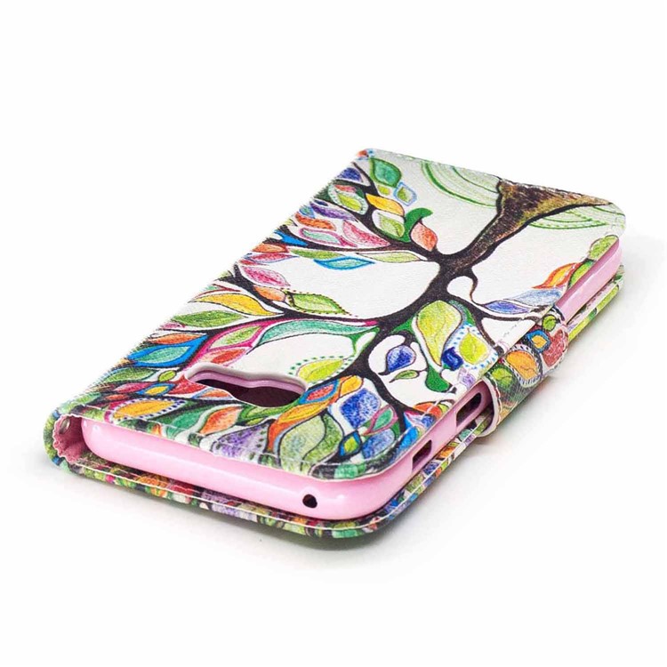 Patterned Leather Stand Cover Casing for Samsung Galaxy A3 (2017) - Colored Tree-7
