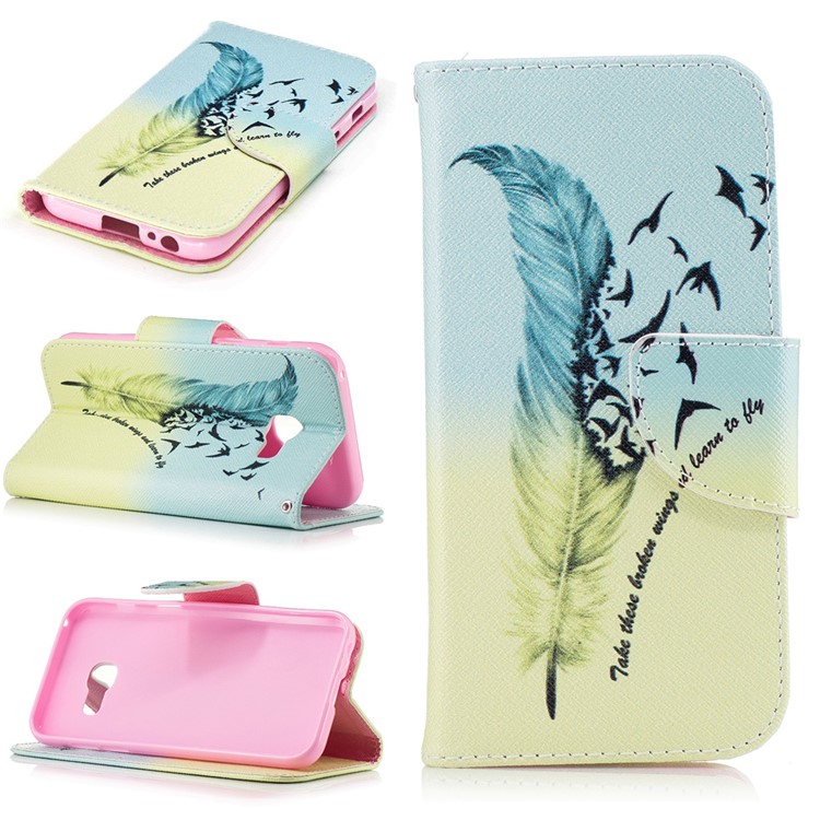 Patterned Leather Card Holder Protective Case for Samsung Galaxy A3 (2017) - Quill Pen and Quote-1