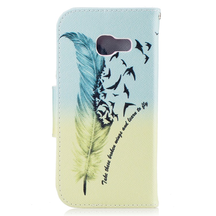Patterned Leather Card Holder Protective Case for Samsung Galaxy A3 (2017) - Quill Pen and Quote-3