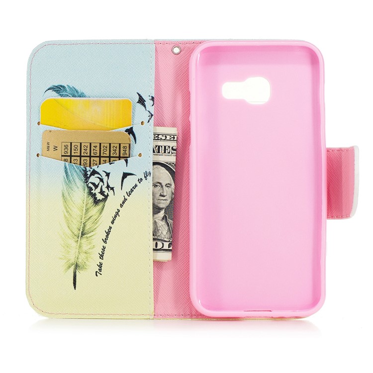 Patterned Leather Card Holder Protective Case for Samsung Galaxy A3 (2017) - Quill Pen and Quote-8