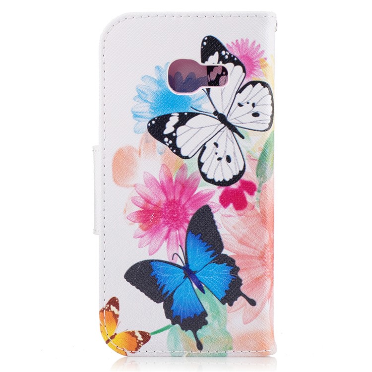 Protecteur de Couverture de Portefeuille en Cuir à Motifs Pour Samsung Galaxy A3 (2017) - Fleurs et Papillons Colorisés-3