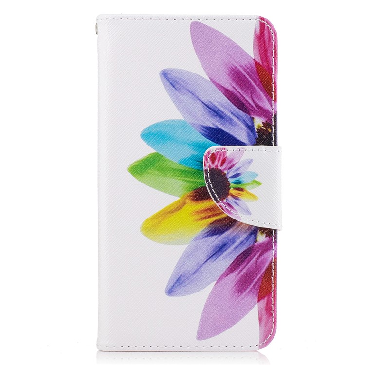 Patterned Leather Wallet Phone Shell for Samsung Galaxy J3 (2017) - Colorful Sunflower-2
