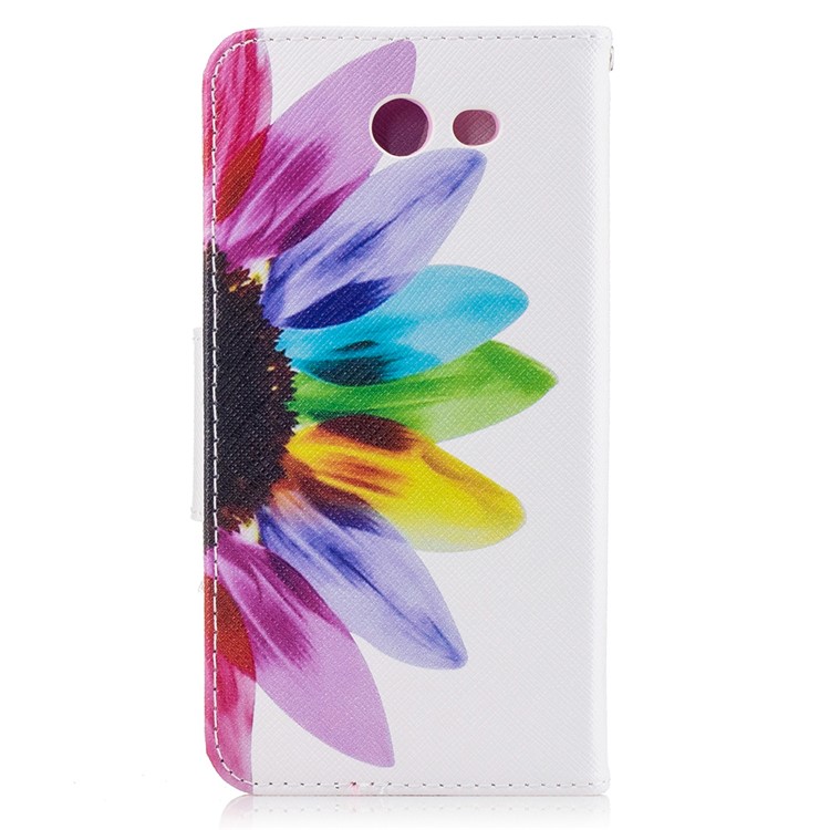 Patterned Leather Wallet Phone Shell for Samsung Galaxy J3 (2017) - Colorful Sunflower-4
