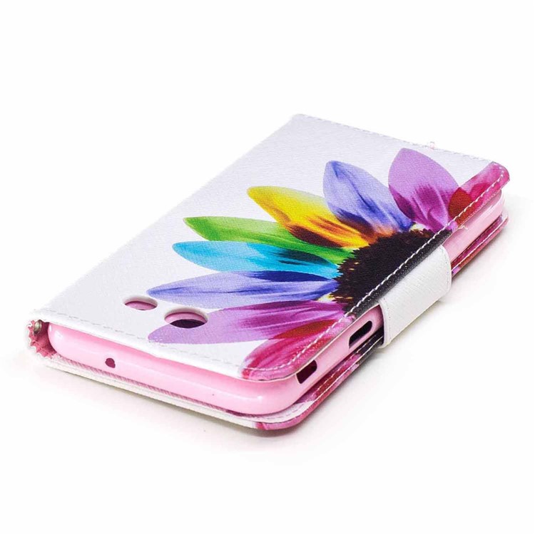 Patterned Leather Wallet Phone Shell for Samsung Galaxy J3 (2017) - Colorful Sunflower-8