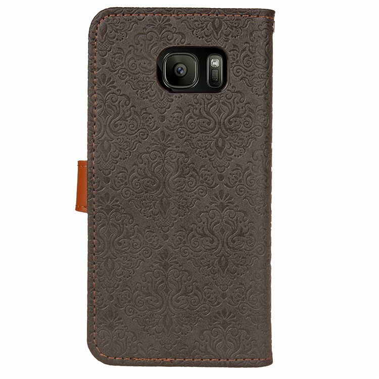 Embossed Damask Pattern PU Leather Wallet Case for Samsung Galaxy S7 G930 - Black-3