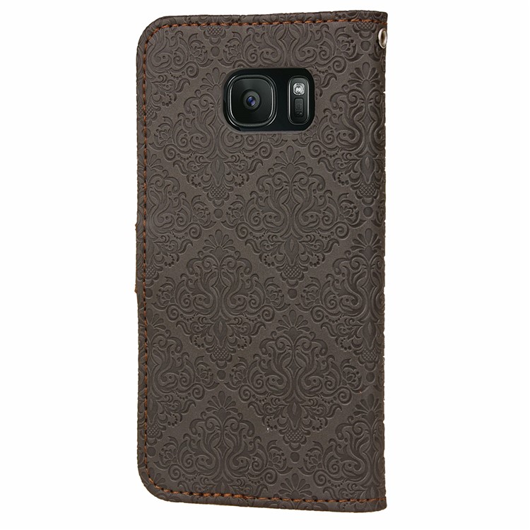 Embossed Damask Pattern PU Leather Wallet Case for Samsung Galaxy S7 G930 - Black-5