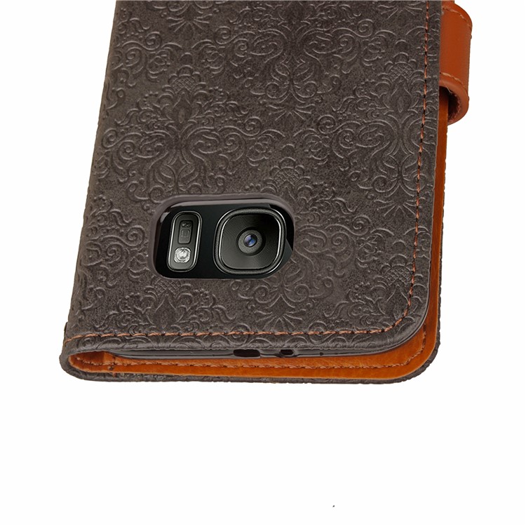 Embossed Damask Pattern PU Leather Wallet Case for Samsung Galaxy S7 G930 - Black-9