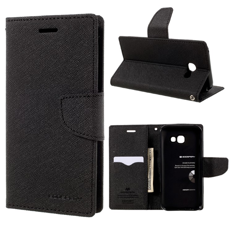 MERCURY GOOSPERY Fancy Diary Wallet Leather Case Stand for Samsung Galaxy A5 (2017) - Black-1