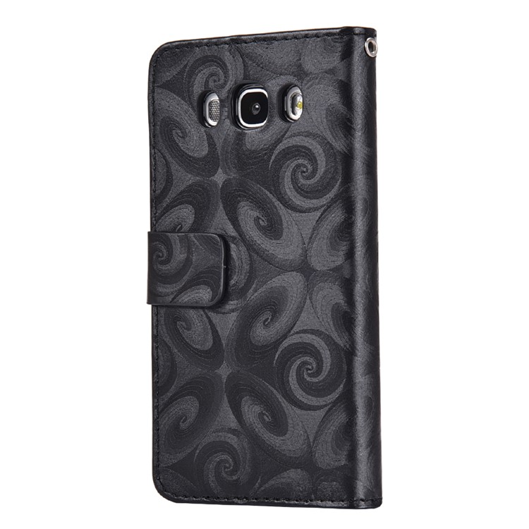 Spiral Texture Wineglass Quick Sand Leather Wallet Phone Case for Samsung Galaxy J5 (2016) SM-J510 - Black-3
