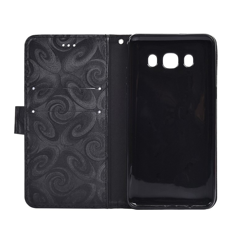 Spiral Texture Wineglass Quick Sand Leather Wallet Phone Case for Samsung Galaxy J5 (2016) SM-J510 - Black-4