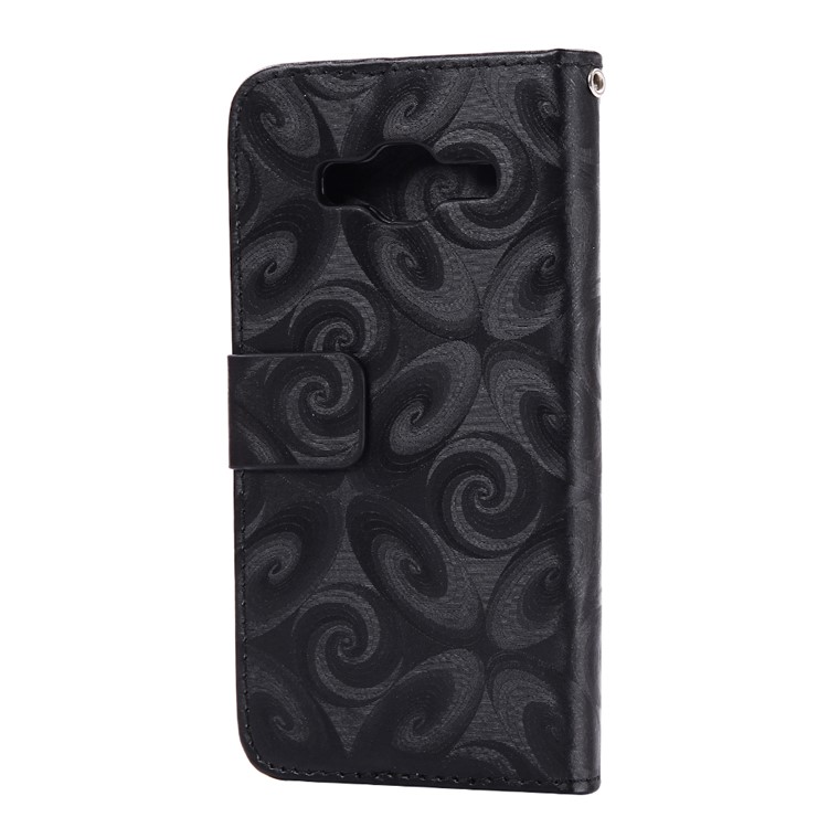 Spiral Texture Wineglass Quick Sand Leather Wallet Mobile Case for Samsung Galaxy J3 (2016) / J3 - Black-2