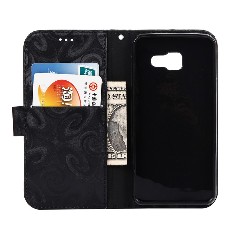 Spiral Texture Wineglass Quick Sand Leather Wallet Case for Samsung Galaxy A3 SM-A310F (2016) - Black-4
