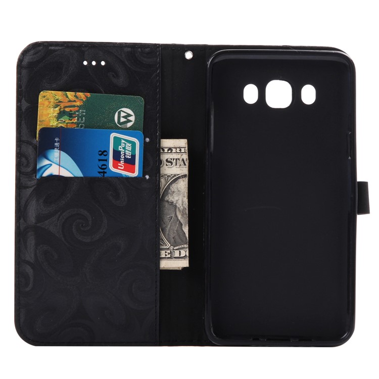 Double-heart Dynamic Quick Sand Spiral Texture Leather Wallet Case for Samsung Galaxy J7 (2016) J710 - Black-4